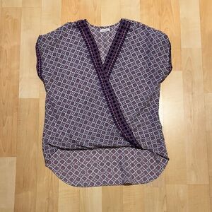 Max Studio Violet and Cream Patterned Blouse
